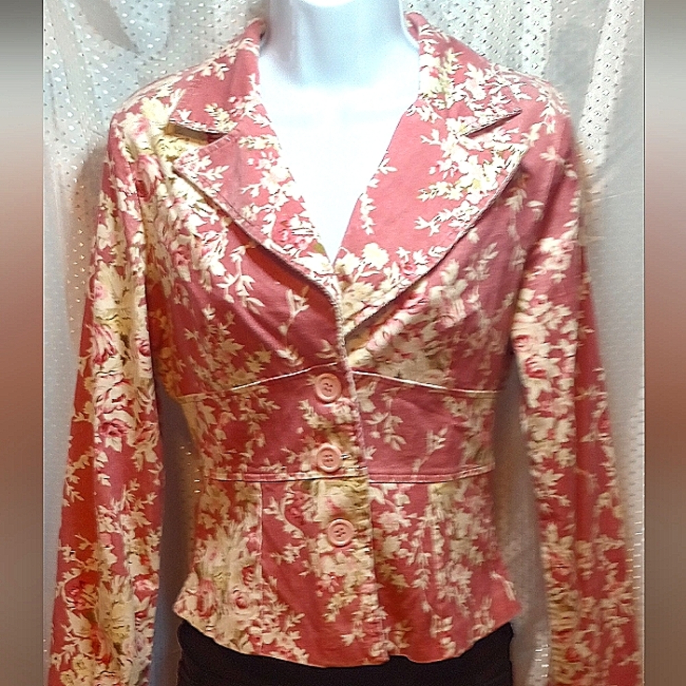 Vintage Floral Corduroy Jacket, Spring, Cottage Clothing